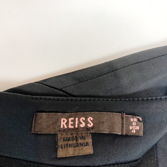 REISS Black Satin Pencil Skirt Exposed Zipper 4 - Picture 7 of 8